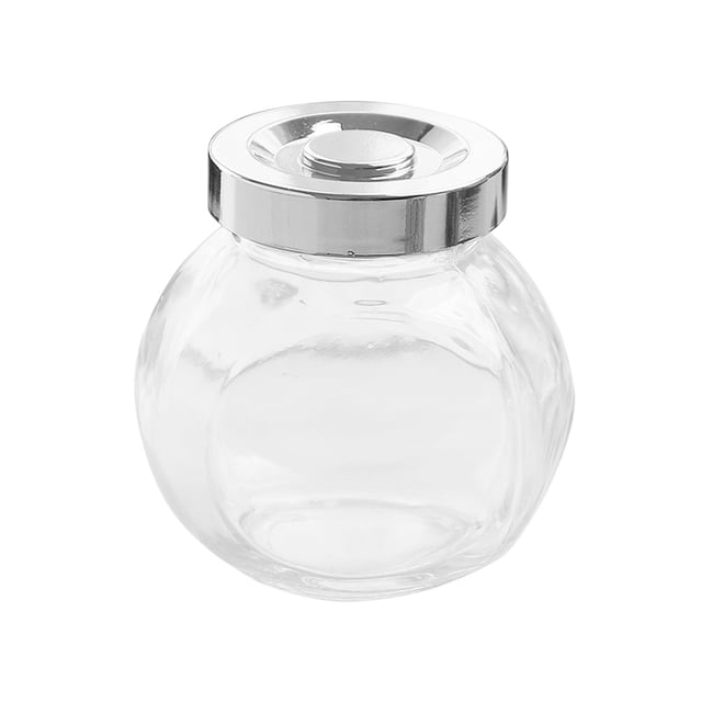 2 latas selladas de vidrio redondas transparentes para almacenar frutos secos, contenedores portátiles para especias, alimentos y granos.