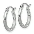 thumbnail image 2 of FB Jewels Sterling Silver Rhodium-plated 2mm Satin & Diamond Cut Hoop Earrings, 2 of 3