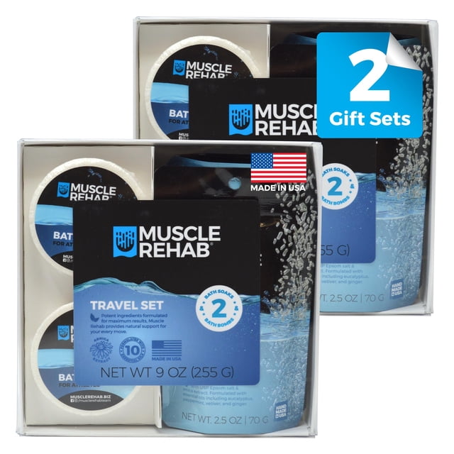 Paquete combinado de recuperación deportiva para rehabilitación muscular, bombas de baño de sal de árnica y Epsom y remojo de magnesio para hombres, mujeres con cúrcuma y aceites esenciales, alivio de