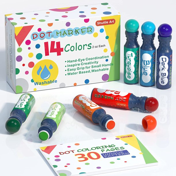 Shuttle Art Dot Markers, 14 Colors Highly Washable Bingo Daubers