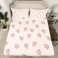thumbnail image 2 of Feelyou Cartoon Romantic Rose Twin Sheet Sets, Pink Flower Floral Twin Fitted Sheet, Happy Valentines Day Flat Sheet, Ultra Soft Home Decor, 3-Piece, 2 of 7