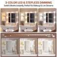 thumbnail image 4 of BouPower Vanity Desk with LED Lighted Mirror & Power Outlet,Makeup Vanity Table with Drawers,Glass Cabinets,Vanity Table,Vanity Desk for Bedroom,Bathroom, 4 of 5