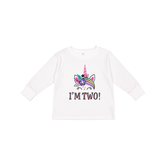 Inktastic 2nd Birthday Unicorn 2 Year Old Girl Girls Long Sleeve Toddler T-Shirt