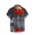 thumbnail image 6 of Fnnxeal Mens Hawaiian Shirt Short Sleeve Tropical Button Down with Sunset, Palm Trees & Red Moon Print - Stretch, Moisture Wicking, Dark Gray,Size 3XL, 6 of 6