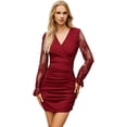 thumbnail image 1 of Vestido ajustado de manga larga para mujer Vestido de noche con escote en V, 1 of 5