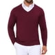 thumbnail image 1 of SUÉTER DE PULLOVER DE PUNTO DE COLOR SÓLIDO DE MANGA LARGA PARA HOMBRE V-CUELLO M BURDEOS, 1 of 5