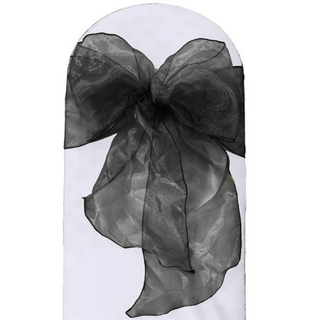 - 8x108Ogz-Pk10-BlackO24 Sheer Mirror Organza Bow Sashes, Black - 8 x 108 in. - Pack of 10