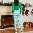 thumbnail image 6 of YOIAVAIOY Christmas Pajama Pants Women Santa Claus Print Elastic Waist Soft Comfy Pj Pants Ankle Length Christmas Day Leggings Light Blue XL, 6 of 10