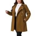 thumbnail image 4 of Agnes Orinda Women's Plus Size Winter Coats Double Breasted Peacoat Outerwear Jackets 1X Deep Brown, 4 of 6