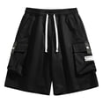 thumbnail image 5 of Sheghy Work Pants for Men 100%Cotton Men's Solid Color Casual Sports Elastic Waist Drawstring Pocket Cargo Shorts, 5 of 6