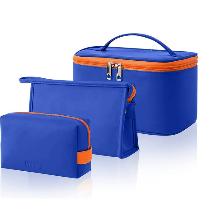 Portable Leather Cosmetic Bags,3 Pack Large Travel Cosmetic Bag