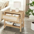 thumbnail image 6 of Nightstands Rattan Night Stand Set of 2, Rattan Night Stand Bedside Table Boho Night Stand with 2 Rattan Drawers, Large Bedside Table Side Table with Open Storage Shelf, Farmhouse Nightstand, 6 of 8