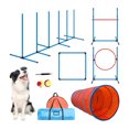 thumbnail image 1 of Dog Agility Exercise Set  Portable Dog Agility Training Equipment with Pause Box and 2 Balls  Durable Pet Outdoor Games with Agility Weave Poles and Jumping Ring for Dog Agility Course  M, 1 of 4
