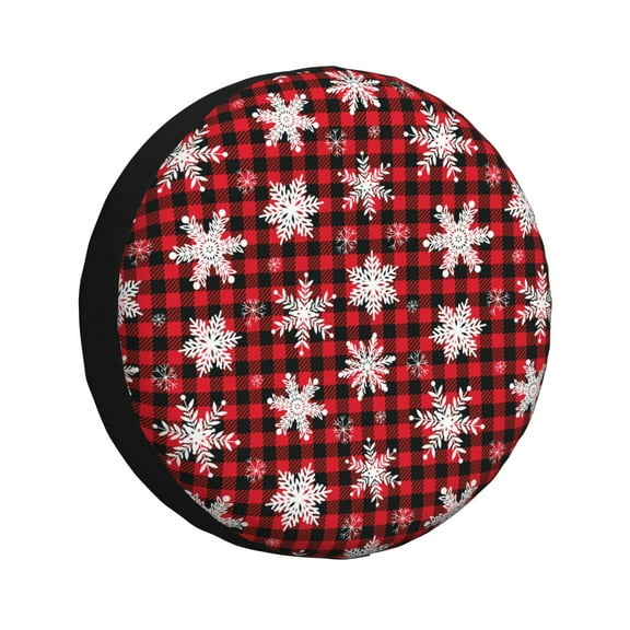 Xecao Snowflake red plaid for Tire Covers,Wheel Tire Cover Waterproof, Dust-Proof, And Universally Fitting for Cars,Trailers, SUVs-14 inch