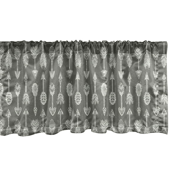Ambesonne Tribal Window Valance, Ethnic Design Repetition, 54" X 18", Army Green White