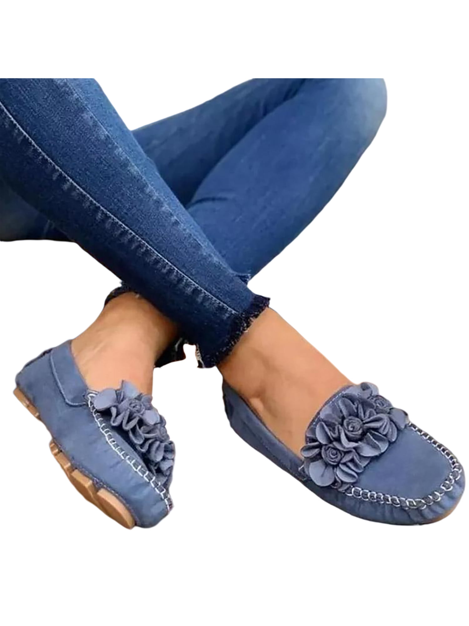 Women Slip On Loafers Leather Casual Ballet Flats Walking Shoes Lightweight Ladies Comfy Work Shoes