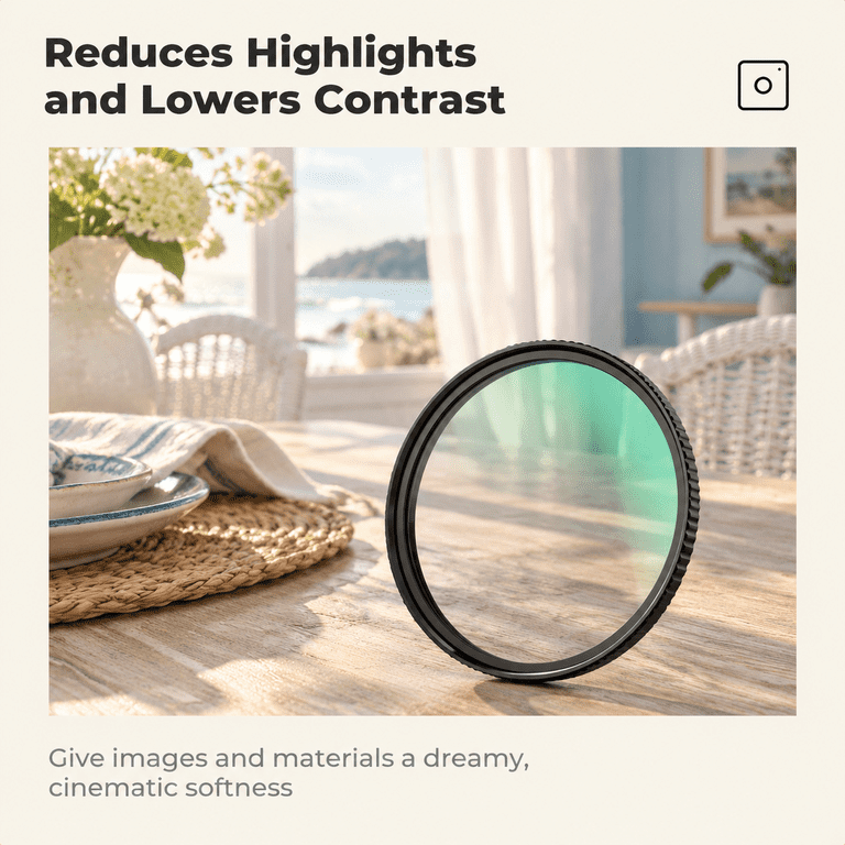 37mm Black Diffusion 1/4 Filter Cinematic Mist Effect for Camera Lenses ...