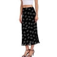 thumbnail image 3 of Asklazy Women’s Chiffon A-Line Maxi Skirt High Waisted Flowy Long Skirt Elastic Waist Business Casual Elegant Skirt for Work Office Daily Wear Summer,Black leave,2XL, 3 of 10