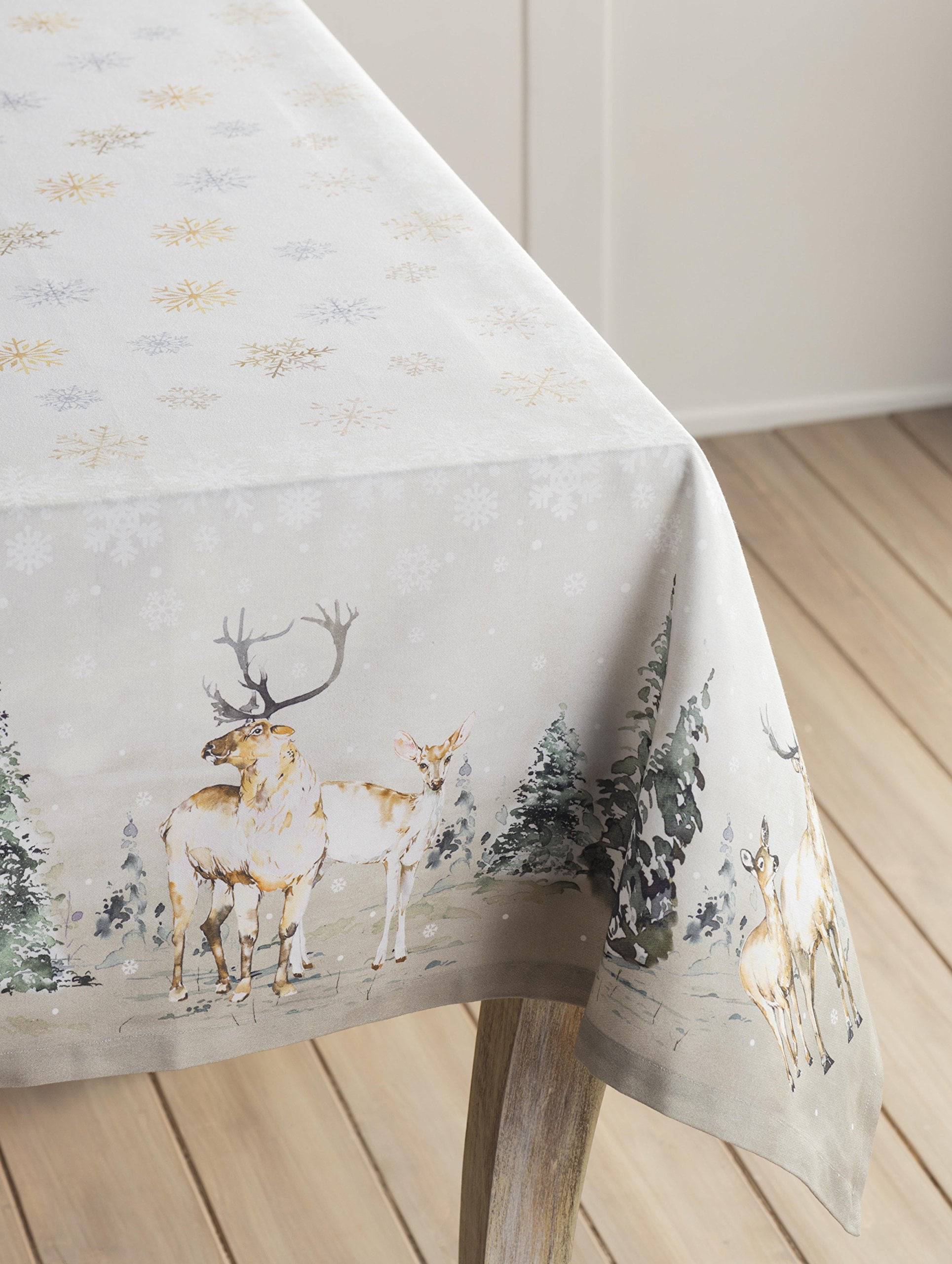 Perfect for Thanksgiving and Christmas Maison d Hermine Deer in The Woods 100% Cotton Tablecloth 54 Inch by 54 Inch 