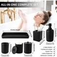 thumbnail image 5 of 6 Pcs Black Bathroom Set Complete with Toothbrush Holder, Lotion Soap Dispenser, 2 Qtip Holder Dispensers,Vanity Tray,Bathroom Tumbler - Countertop Vanity Organizer - Bathroom Accessories Set, 5 of 10