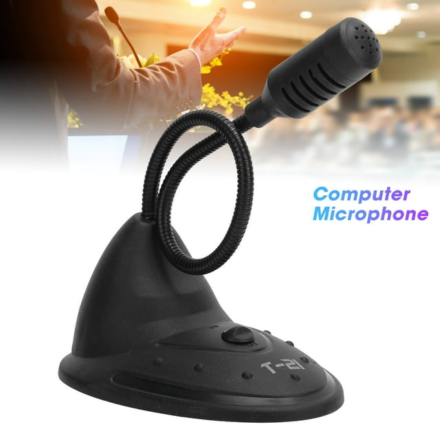 Qiilu Desktop Condenser Microphone Computer Mic Recording Goose Neck For Laptop PC