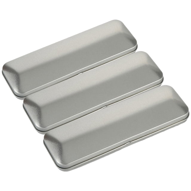 3pcs Pen Case Simple Metal Pencil Cases Hinged Tin Boxes for Office School