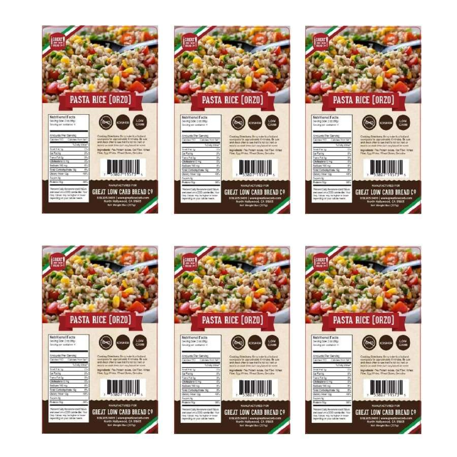 Great Low Carb Pasta Rice (Orzo) Sizes 6Pack