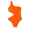 thumbnail image 2 of BONIXOOM Womens Swimsuits One Shoulder Elastic Printed One-Piece High Cut Summer Swimwears on Clearance Orange Size 4, 2 of 6
