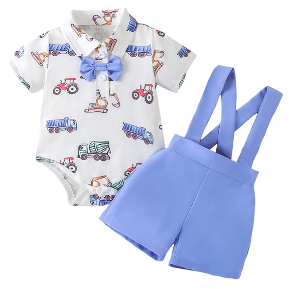 Baby Boy Clothes 6-9 Months Baby Boy Summer Clothes Hawaiian Outfit Short Sleeve T-shirt Top & Suspender Shorts Set 2Pcs Summer Clothes,Blue