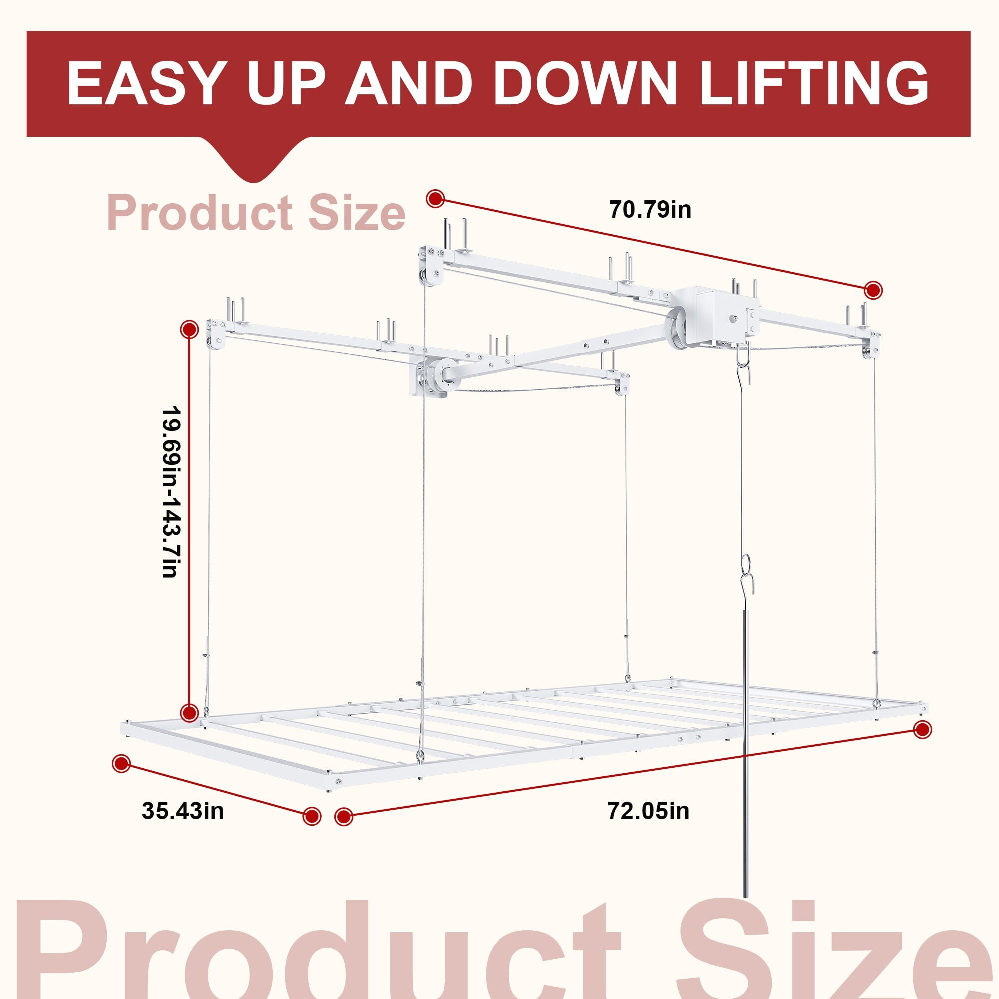 AENKYO Heavy-Duty 270 lbs Capacity Overhead Garage Storage Rack with Safety Lock, 3x6 ft Platform for 10-12 FT Ceilings