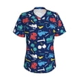 thumbnail image 2 of Uemuo Colorful Excavator Printed Women's Classic V-Neck T-Shirt - Soft, Breathable, Moisture-Wicking, Perfect for Casual, Office, Travel, and Everyday Wear-Small, 2 of 5