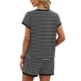 thumbnail image 5 of 2 Piece Sets for Women Summer Outfits Cute Stripe T Shirts Shorts Matching Lounge Set Black L, 5 of 5