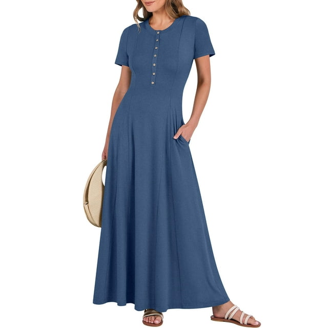 Vestido largo ANRABESS casual de verano de manga corta para mujer