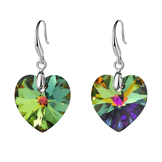 Fiudx Ofertas y liquidaciones Pendient colgantes en estrella mar y estilo europe in moda para mujer, pendientes en diamantes en cristal forma de corazon en color melocotón