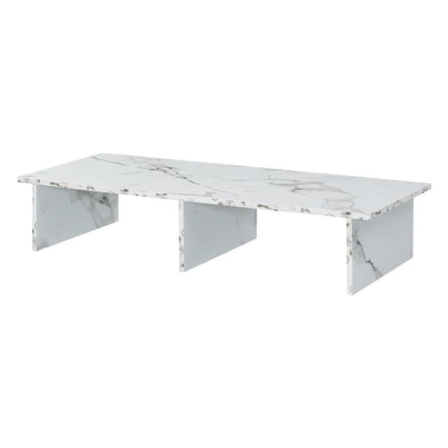Pemberly Row Contemporary Wood Large Monitor Riser for TVs up to 42" in White