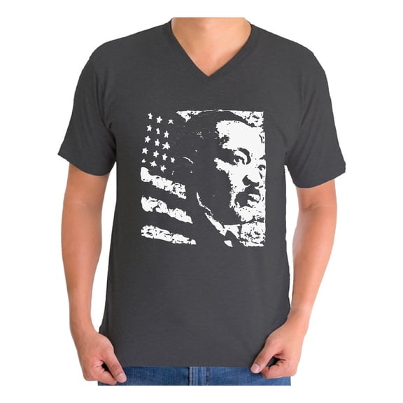 Awkward Styles Men's Martin Luther King Graphic V-neck T-shirt Tops USA Flag Shirt