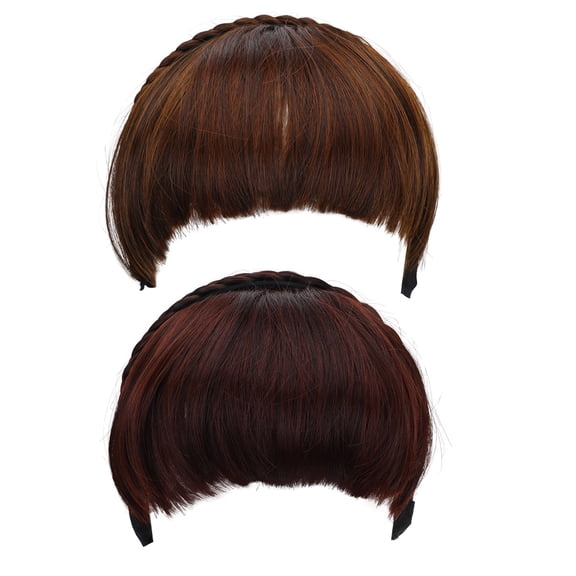 BESTYASH 2Pcs Multi Color Clip on French Bangs Wigs Seamless Natural Front Fringe