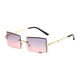 thumbnail image 4 of Gafas de sin borde de lentes de estilo de moda de estilo retro para vacaciones al aire libre de compras Top gris de fondo rosa, 4 of 8