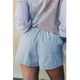 thumbnail image 2 of Women's Sky Blue Stripe Denim Shorts – Casual High Waist Drawstring for Summer Outings, XL, 2 of 7