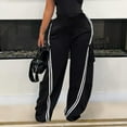 thumbnail image 3 of Wide leg straight casual striped pants (L, Grey), 3 of 7