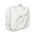 thumbnail image 2 of Estuche de maquillaje de material cuero PU Soporte para herramientas cosméticas Fácil de llevar con divisores ajustables para accesorios de tocador Mármol Macarena Bolso de peluquería, 2 of 8