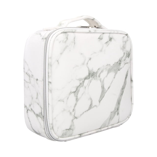 Estuche de maquillaje de material cuero Estuche de maquillaje Estuches cosméticos portátiles, mucho espacio de almacenamiento, liviano Mármol