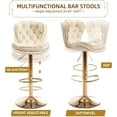 thumbnail image 4 of JESTOP Modern Swivel Pub Height Barstool Set of 2, High Dining Chair with Velvet Seat, Backrest, Armless Hydraulic Counter Stool, Gold Base Island Stool, 4 of 7