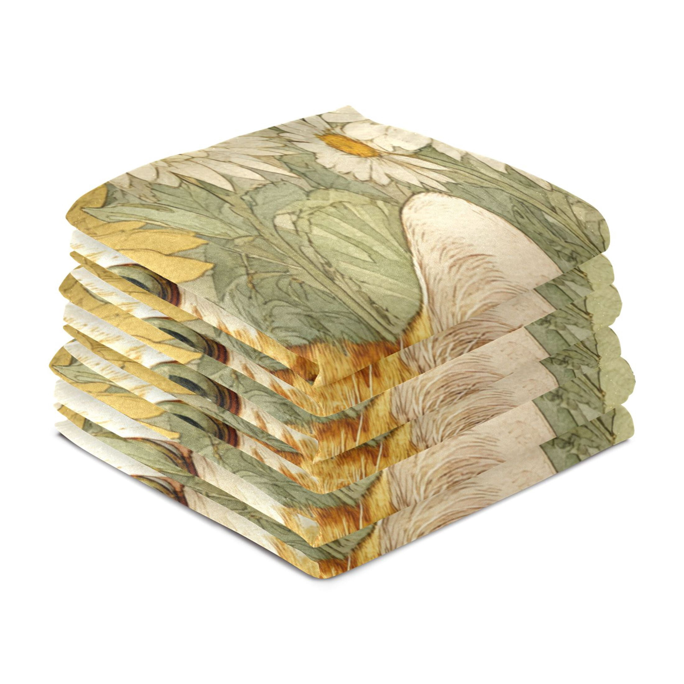 Qxltty Cute Orange Cat Kitchen Towels 28 x 18 Inch Set of 6 Soft Cotton Linen Feel Dish Towels with Hanging Loop for Drying, Cleaning & Decor