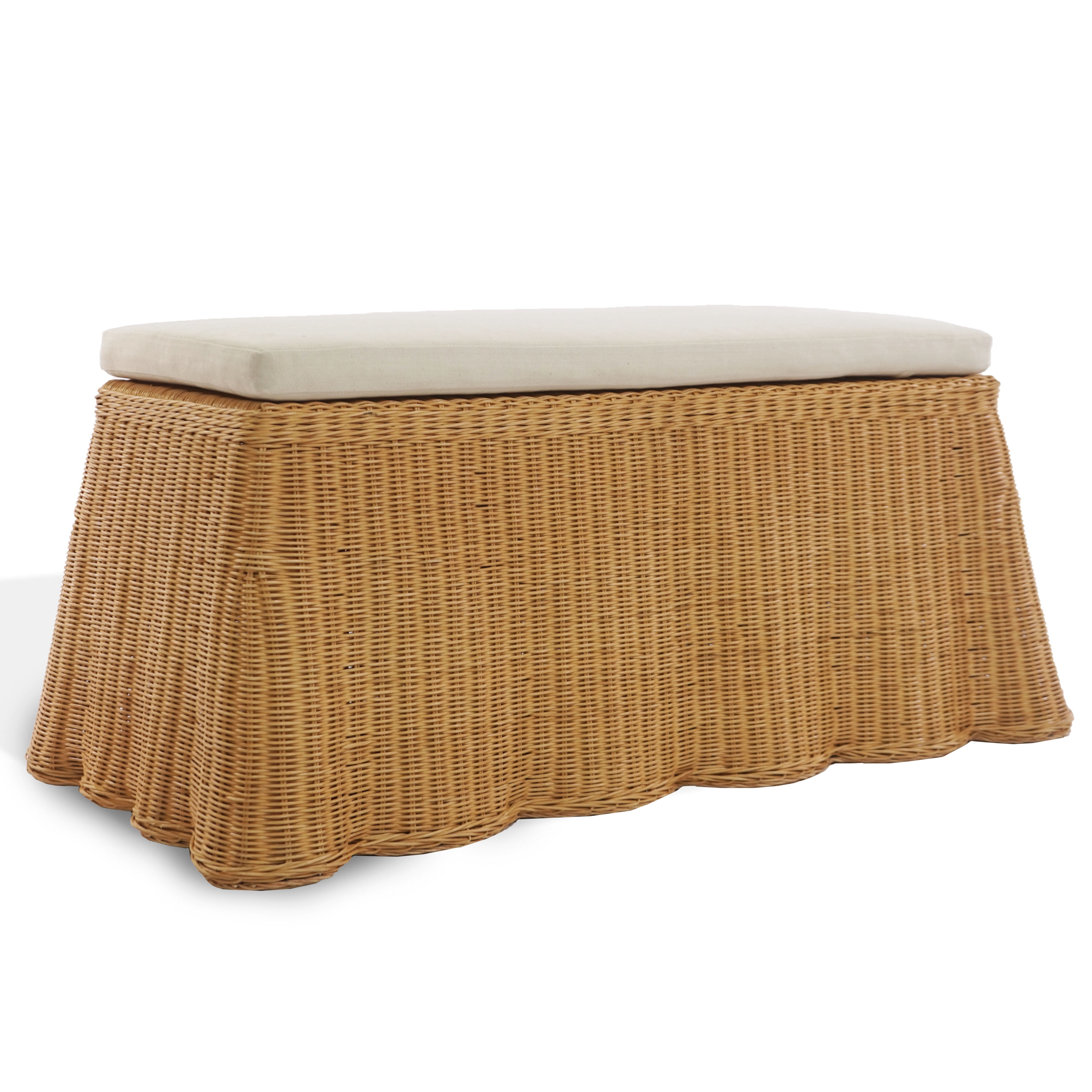 Safavieh Couture Hylda Rattan Upholstered Bench, Natural/White