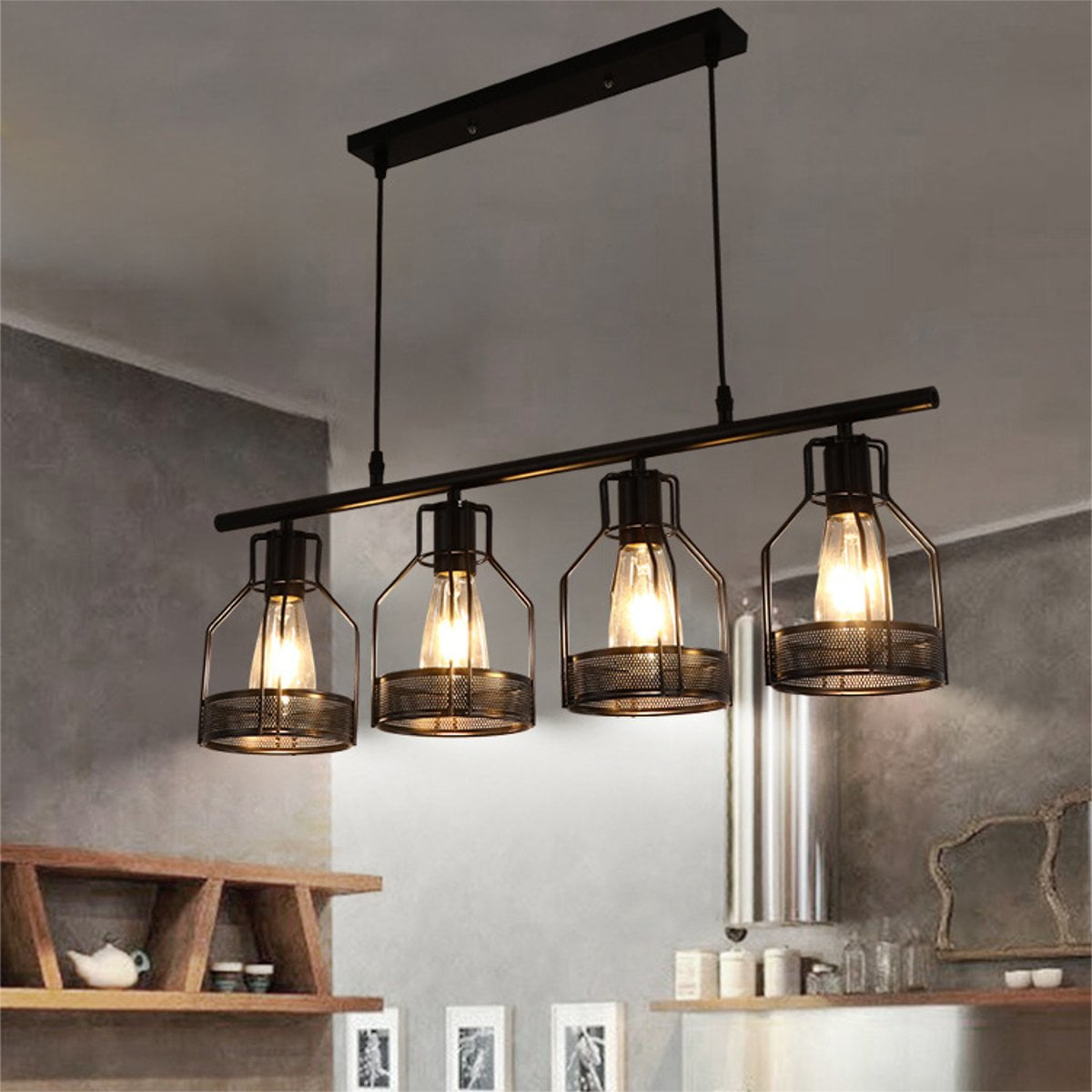 RARE Triple Vintage Industrial Edison ceiling Lamp 3 bulbs light Design Pendant 