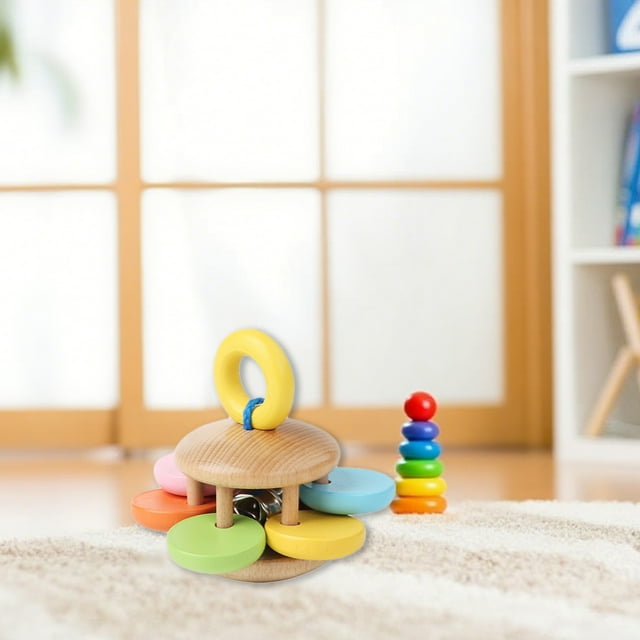ZZkhGO Wooden Rattle Four Piece Set, Orff Musical Instrument for Infants, Hand Grip Early Childhood Educational Toys