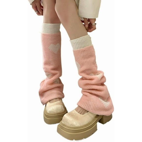 YooGuoGuo Leg Warmers for Women Cute Y2k Japanese Girls Kawaii Anime Lovers Punk Heart Cotton Knitted Double-sided Knee-high