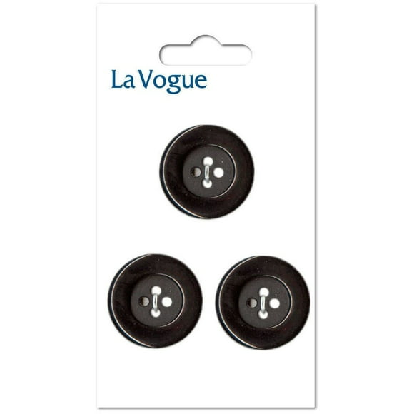 Bouton La Vogue de 4 trous en noir 18 mm, 3 unités