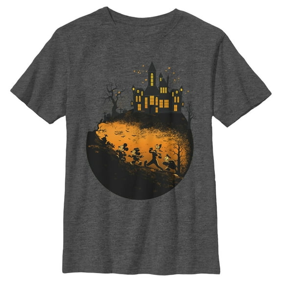 Boy's Mickey & Friends Halloween Haunted Mansion Graphic Tee Charcoal Heather Small